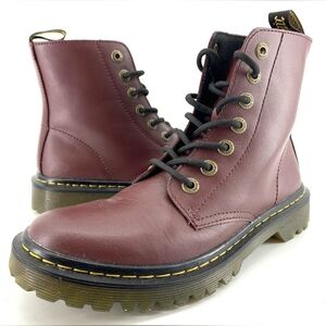 Dr Martens Luana Burgundy Cherry Red Leather 7 Eye Combat Boots Women 7 Or Men 6